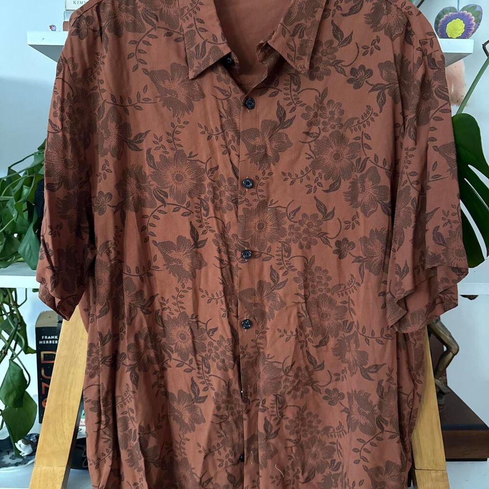 Unbranded Men's Brown and Orange Shirt